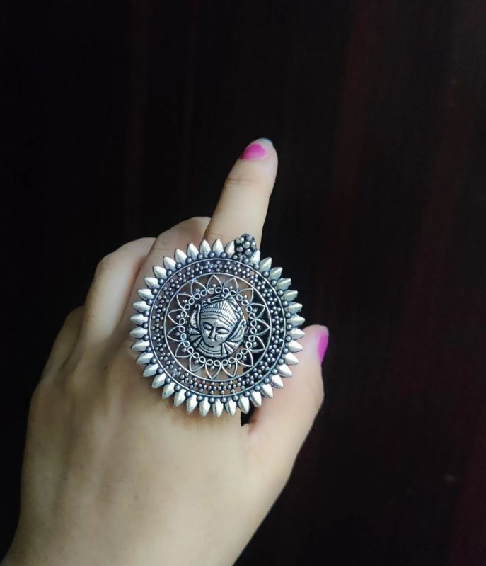 Stylish Adjustable German Silver Finger Ring For Women