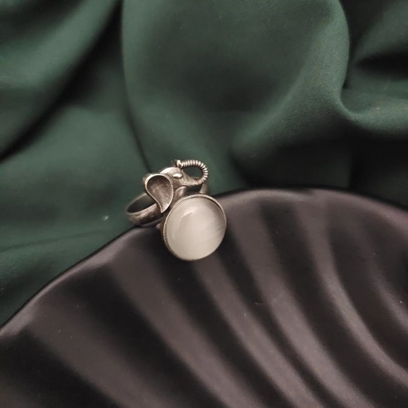 Stylish Silver Elephant Design Ring For Women