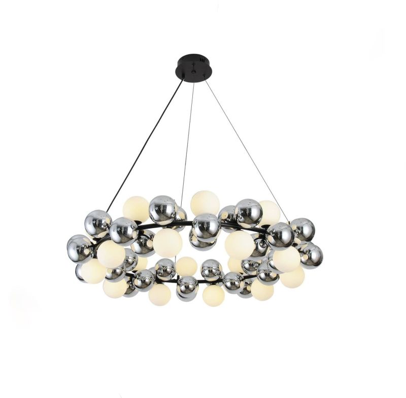 BLACK AND WHITE ROUND RING CHANDELIER