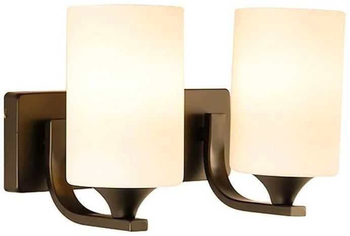 BLACK METAL BRACKET WALL LAMP WITH CYLINDRICAL GLASS