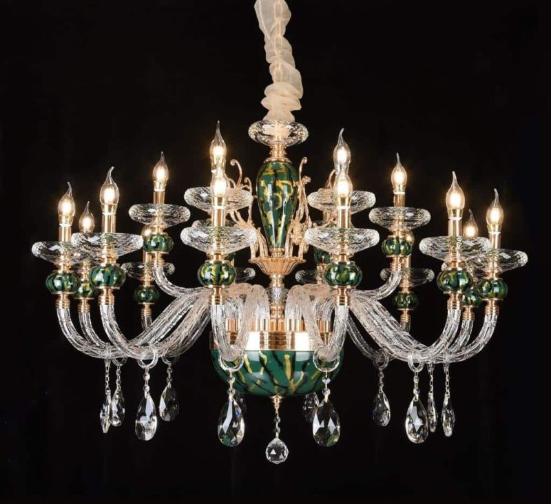 GREEN CRYSTAL LED CHANDELIER