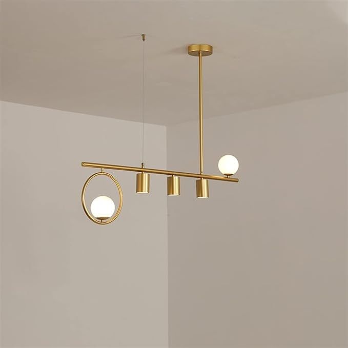 MODERN CHANDELIER WITH GOLDEN BODY MILKY GLASS SPOT LIGHT