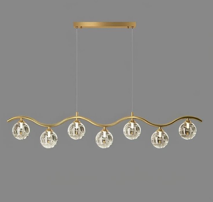 MODERN LUXURY GLASS BRASS CURVE 5/7 CHANDELIER LIGHT