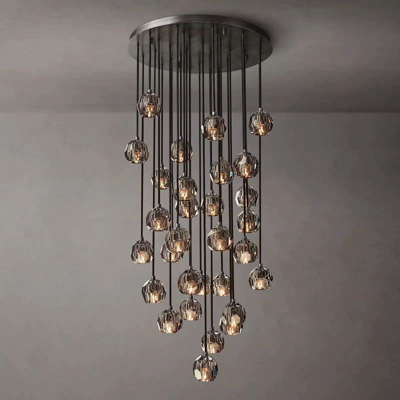 SMOKE GLASS ROUND CHANDELIER