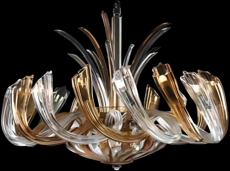 WHITE AND GOLDEN CRYSTAL CHANDELIER