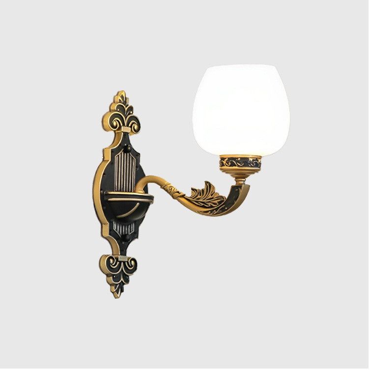 WHITE GLASS ONE HEAD WALL LIGHT