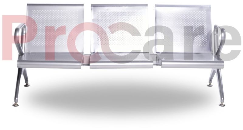 Three Seater Waiting Chair Chrome Plated