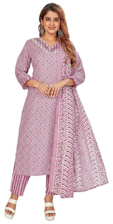 Cotton Batik Pattern Kurti Set for Women's