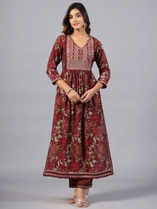 Embroidered Ladies Printed Kurti-Set