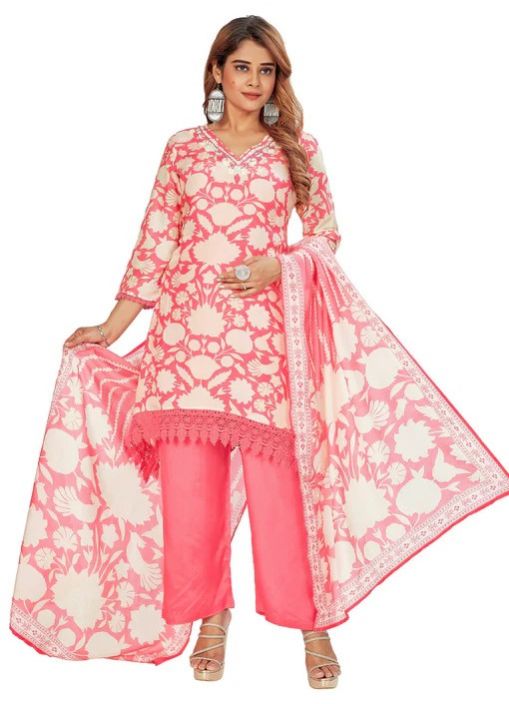 Muslin Floral Printed Kurti Set for Women's