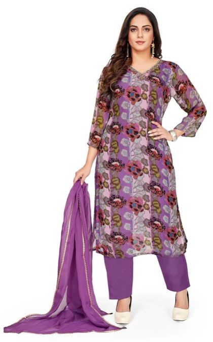 Organza Abstract Print Kurti Set For Women's