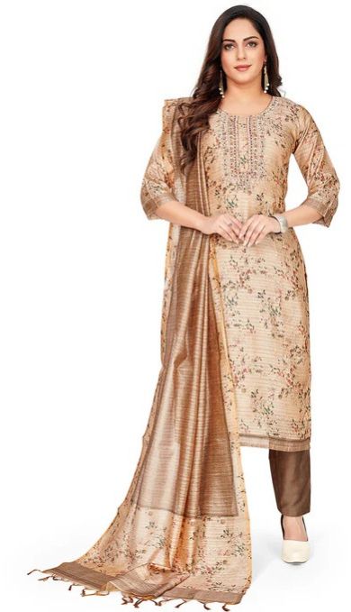 Tussar Silk Floral Printed Kurti Set For Women's