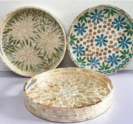 Blossom Harmony Decorative Tray In Mother Of Pearl