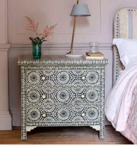 Kaleidoscope Three Drawer Chest of Drawers In Bone Inlay