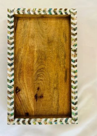 Regal Abalone Rectangular Tray, Color : Green White