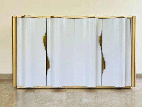 White Imported Wavy Trendy Chest of Drawer