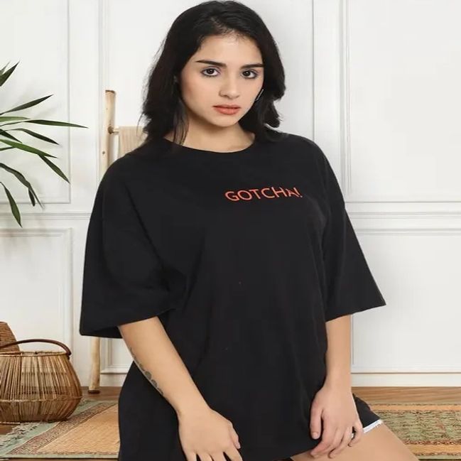 Ladies Cotton Printed Oversized T Shirt