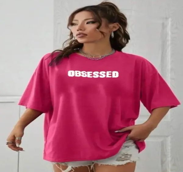 Ladies Stylish Dark Pink Printed Oversize T-Shirt
