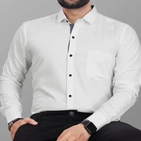 Mens Formal Wear White Cotton Shirt