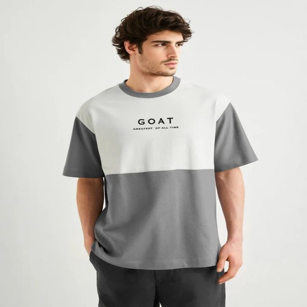 Mens White And Grey Oversized T-Shirt