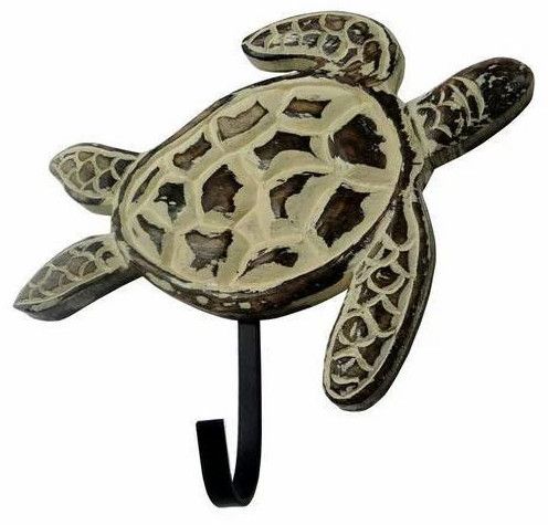 Painted Wooden Turtle Hook for Hanging Keychains