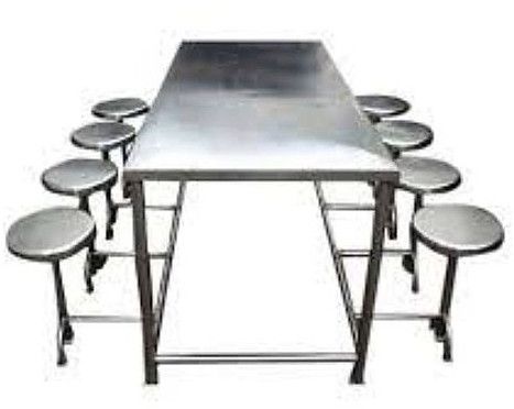 8 Seater Stainless Steel Canteen Table Chair Set