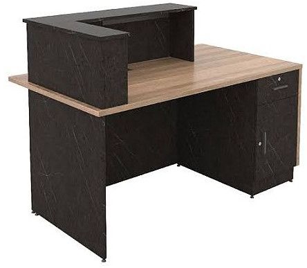Brown Wooden Office Reception Counter Table