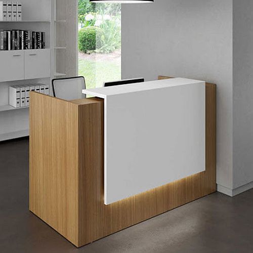 White and Brown Office Reception Counter Table