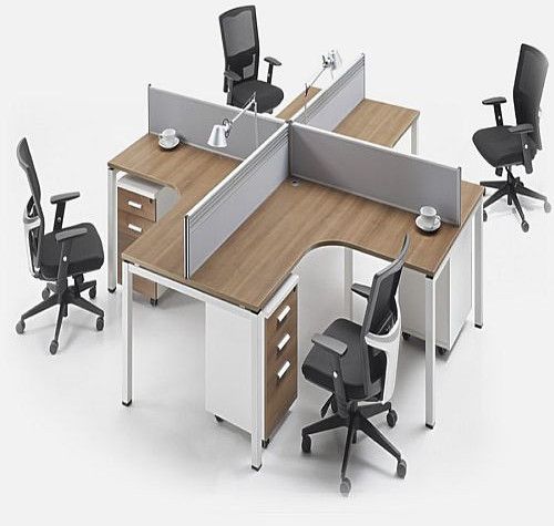 Polished Wooden Office Cubicle Workstation, Color : Brown, White
