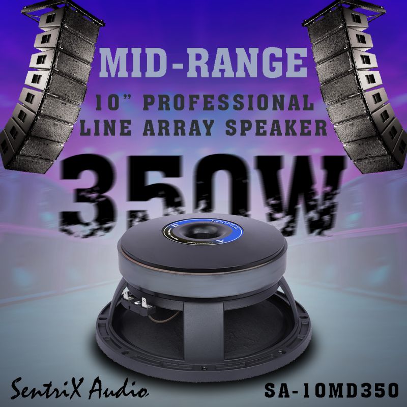 SentriX Audio SA-10MD350 – 10” Professional Mid-Range Line Array Speaker - 300Watt