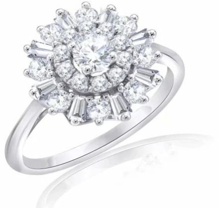 Engagement Diamond Ring, Color : Silver, Gender : Female