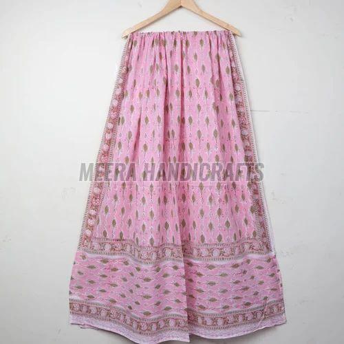 Beautiful Pink Jaal Floral Printed Cotton Dupatta