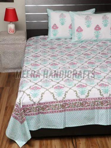Cotton Fancy Floral Double Bed Sheet Set