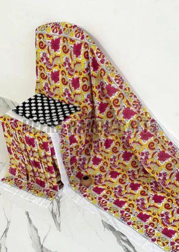 Ladies Festive Wear Floral Block Print Saree