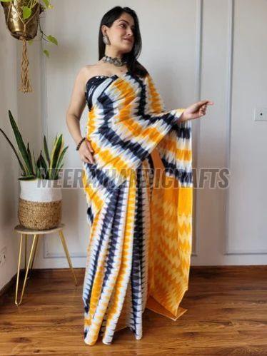 Ladies Pure Cotton Zig Zag Printed Saree