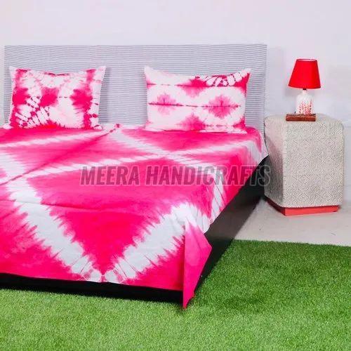 Printed Tie Dye Cotton Bed Sheet Set, Brand Name : Meera Handicrafts