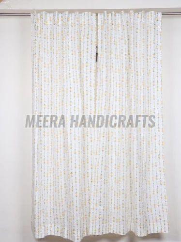 White Cotton Block Printed Curtain, Brand Name : Meera Handicrafts