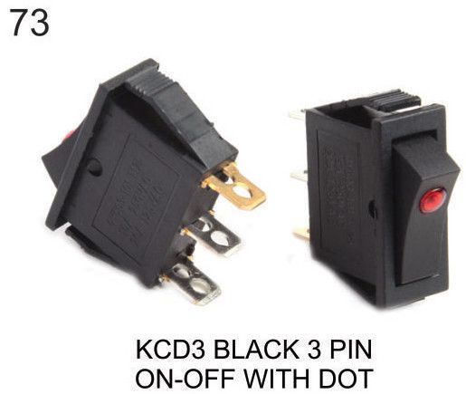 Kcd3 Black 3 Pin Long Rocker Switch