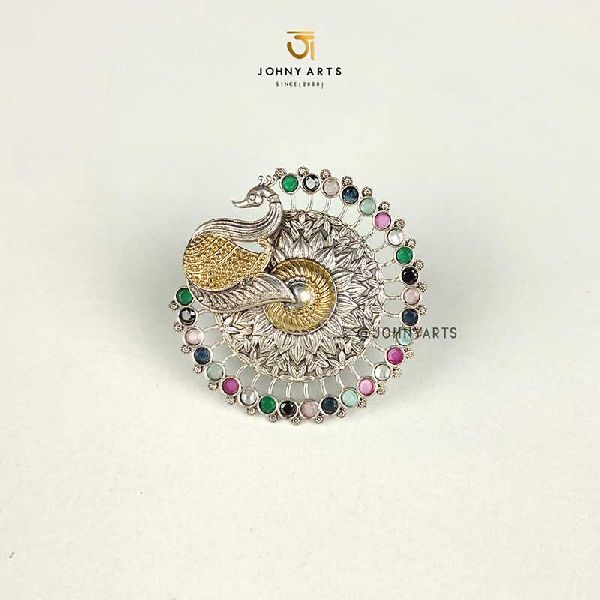 Johny Arts Oxidised Barss Adjustable Rings For Women, Color : Silver