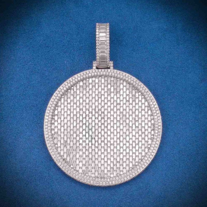 Men Baguette Cut Sterling Moissanite Pendant