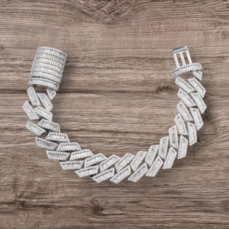 Men Hiphop Cuban Sterling Silver Bracelet