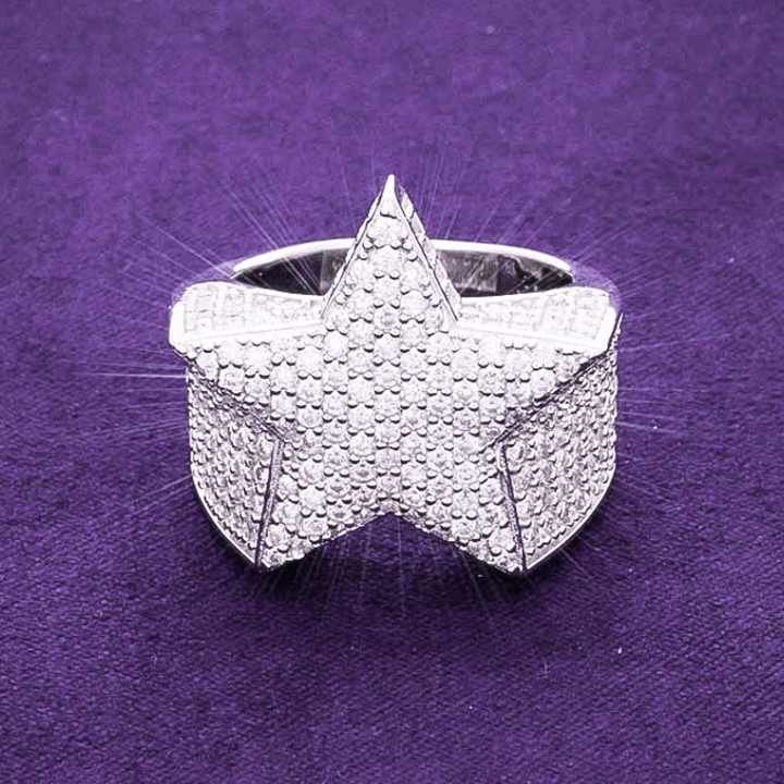 Men Hiphop Sterling Silver Moissanite Ring