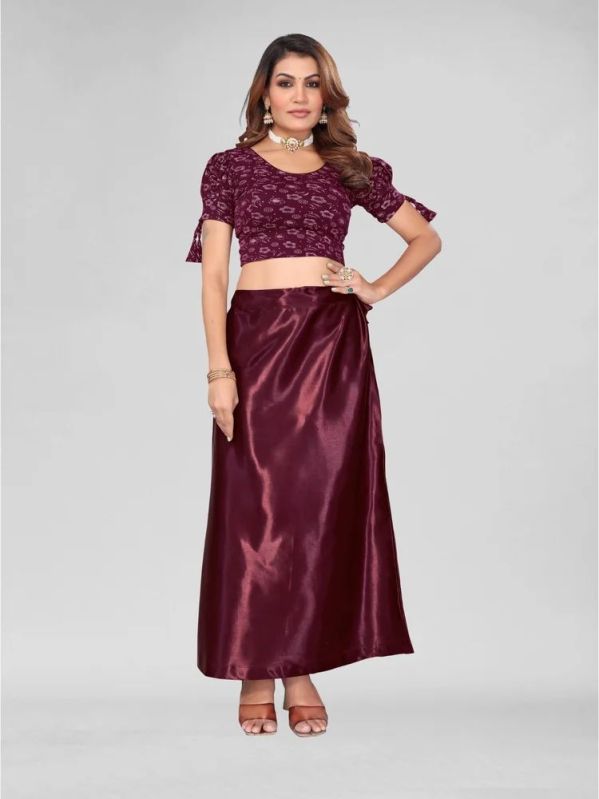 Glossy Finish Free Size Comfortable Fit Satin Saree Petticoat