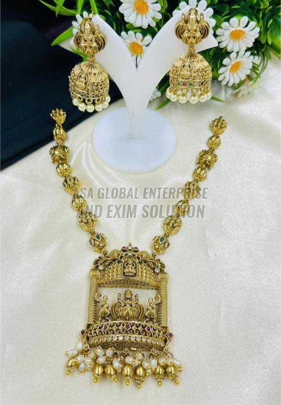 Ladies Brass Gold Plated Long Necklace Set