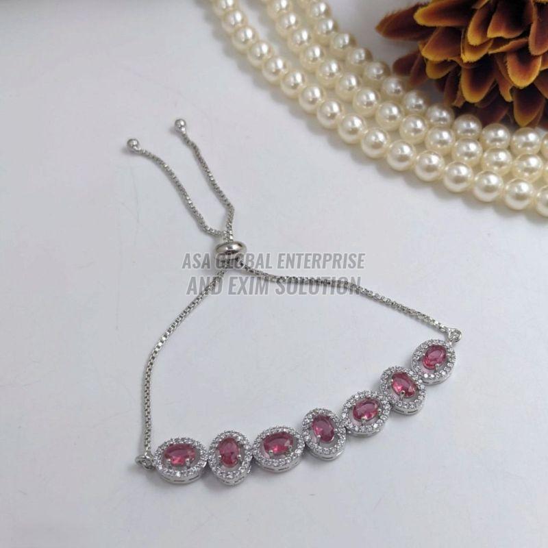 Ladies Fancy Pink Stone Bracelet
