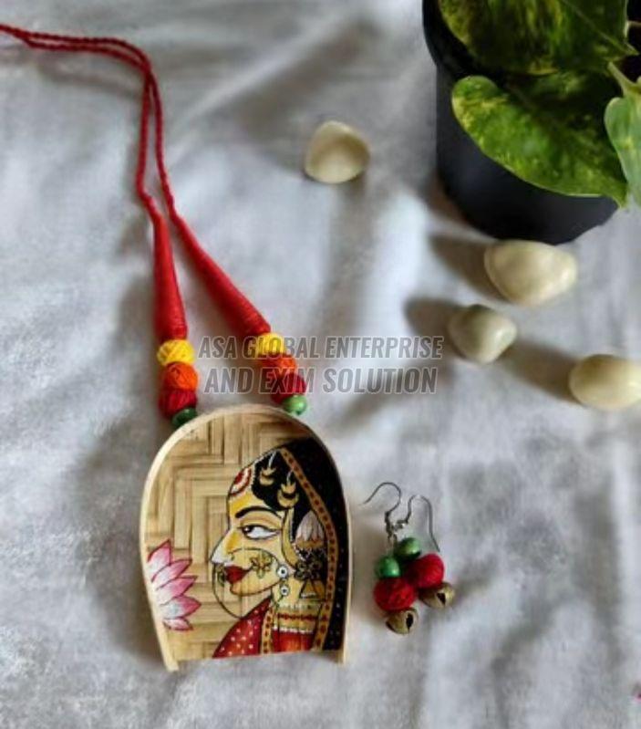 Ladies Handmade Printed Terracotta  Necklace Set