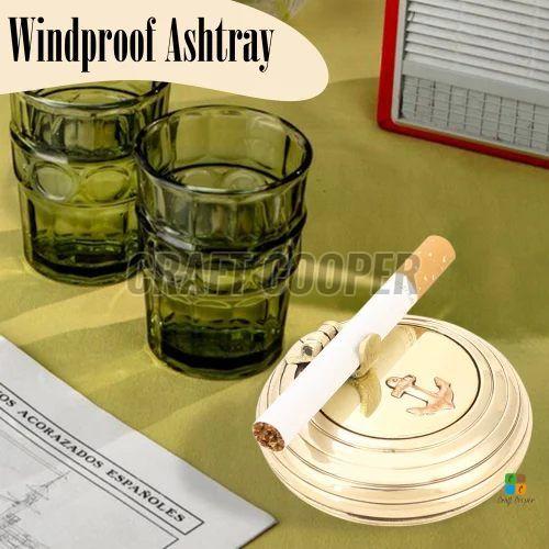 Craft Cooper Polished Antique Brass Ashtray, Color : Golden