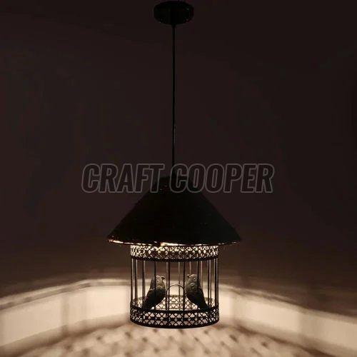 Craft Cooper Polished Black Metal Hanging Light, Shape : Round