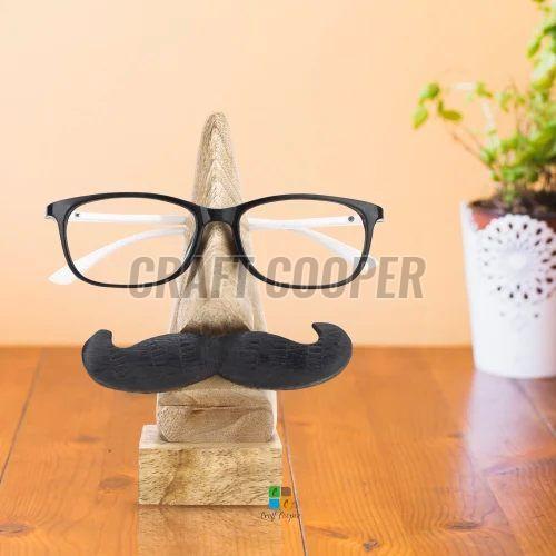 Craft Cooper Wooden Moustache Spectacle Holder, Color : Creamy