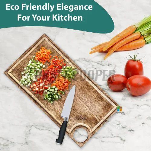 Plain Polished Wooden Rectangle Chopping Board 41x21x2 Cm for Kitchen